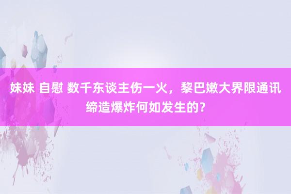 妹妹 自慰 数千东谈主伤一火，黎巴嫩大界限通讯缔造爆炸何如发生的？