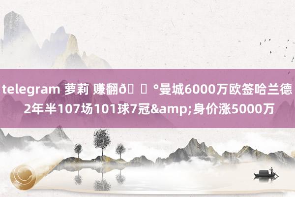 telegram 萝莉 赚翻💰曼城6000万欧签哈兰德 2年半107场101球7冠&身价涨5000万