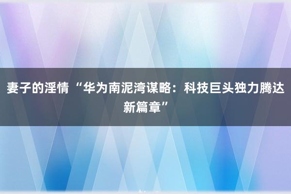 妻子的淫情 “华为南泥湾谋略：科技巨头独力腾达新篇章”