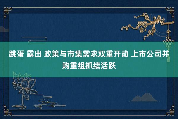 跳蛋 露出 政策与市集需求双重开动 上市公司并购重组抓续活跃