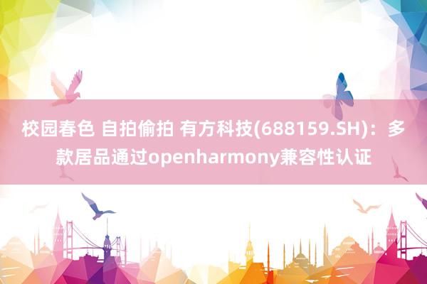 校园春色 自拍偷拍 有方科技(688159.SH)：多款居品通过openharmony兼容性认证