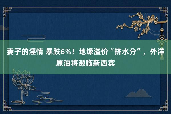 妻子的淫情 暴跌6%！地缘溢价“挤水分”，外洋原油将濒临新西宾