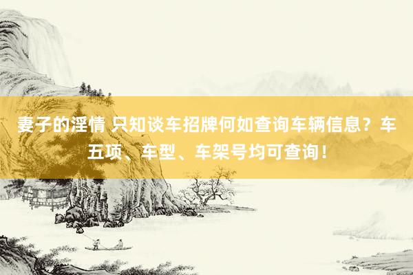 妻子的淫情 只知谈车招牌何如查询车辆信息？车五项、车型、车架号均可查询！