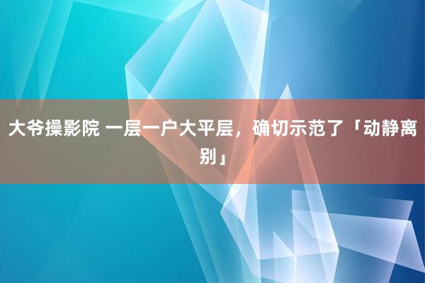 大爷操影院 一层一户大平层，确切示范了「动静离别」