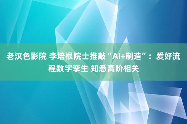 老汉色影院 李培根院士推敲“AI+制造”：爱好流程数字孪生 知悉高阶相关