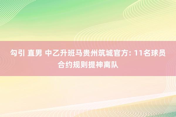 勾引 直男 中乙升班马贵州筑城官方: 11名球员合约规则提神离队