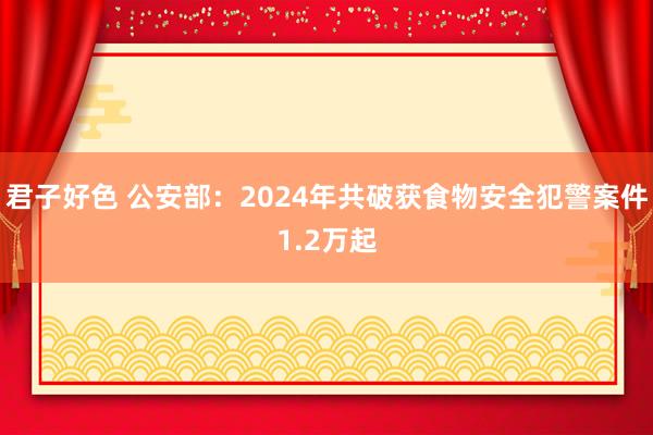 君子好色 公安部：2024年共破获食物安全犯警案件1.2万起