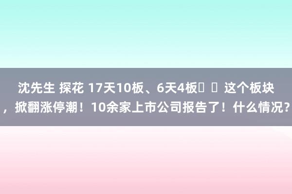 沈先生 探花 17天10板、6天4板⋯⋯这个板块，掀翻涨停潮！10余家上市公司报告了！什么情况？