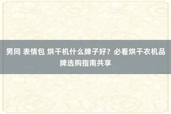 男同 表情包 烘干机什么牌子好？必看烘干衣机品牌选购指南共享